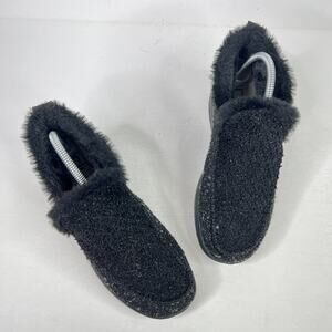 Hey Dude Denny Slip On Booties Fur Lined Sparkling Black Womens 7